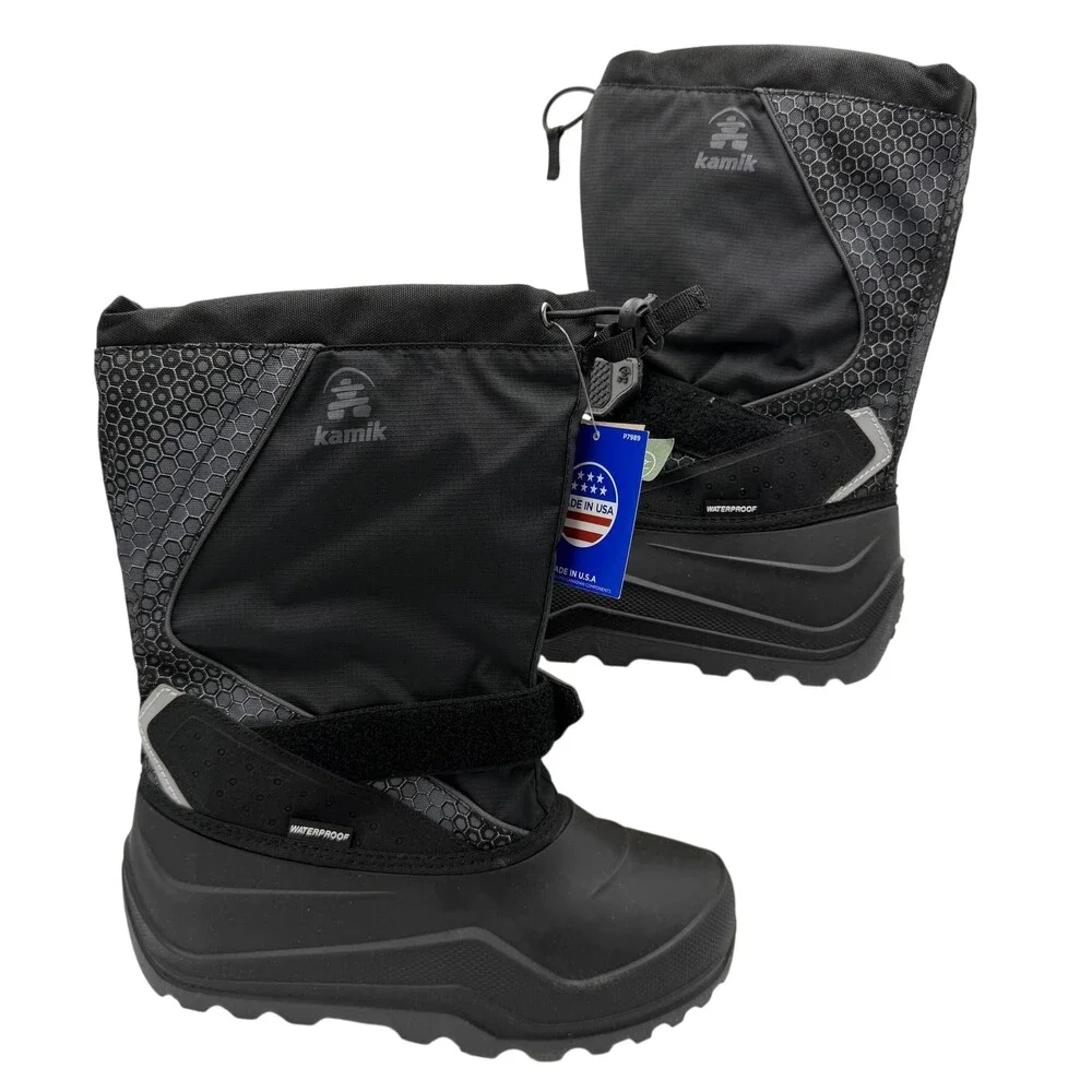 Kamik Snowfall P 2 Kid's US 5 Snow Boots Black Charcoal Winter Waterproof USA
